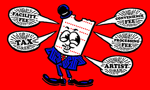 Free Press Houston article illustration on ticket resale, by Shelby Hohl.