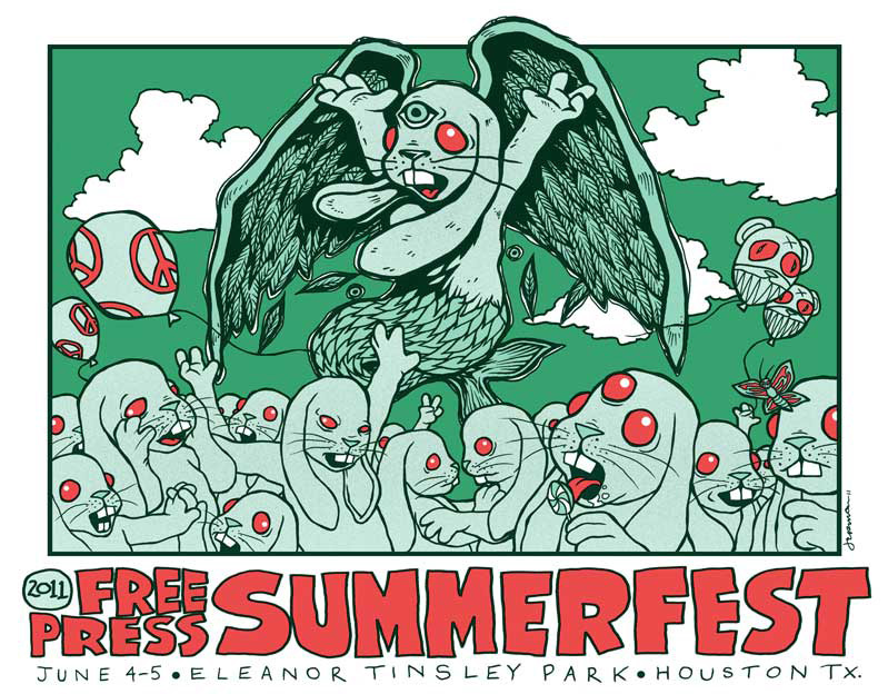 Free Press Summer Fest 2011 — Free Press Summerfest 2011 screenprinted art poster, an alternate edition to the lineup poster held for this year.