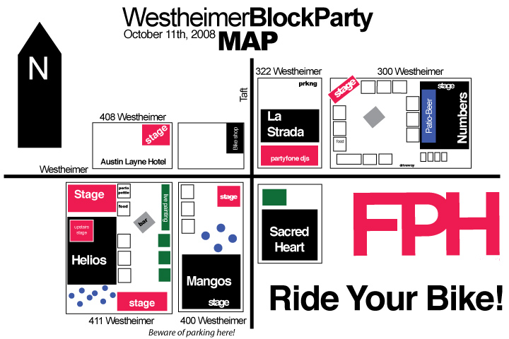 Westheimer Block Party, fall 2008 — Site map printed for the October 11, 2008 edition.