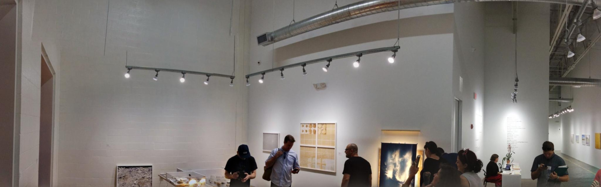 Panoramic view of an exhibition space at Silver Street Studios during the exploratory Day for Night 2015 site visit.