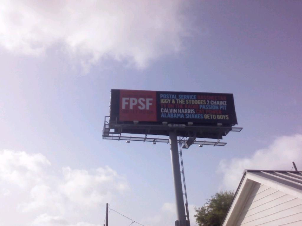 Free Press Summer Fest 2013 — The same creative installed on the 45N & Parker board, Houston, photographed the day it posted, April 8, 2013.