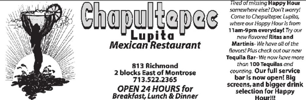 Advertisement: OPEN 24 HOURS for Breakfast, Lunch & Dinner, Free Press Houston 2005.08, PDF page 28