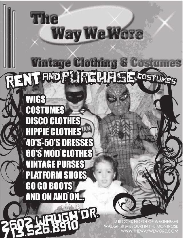 Advertisement: Vintage Clothing & Costumes / RENT AND PURCHASE COSTUMES, Free Press Houston 2005.10b, PDF page 13