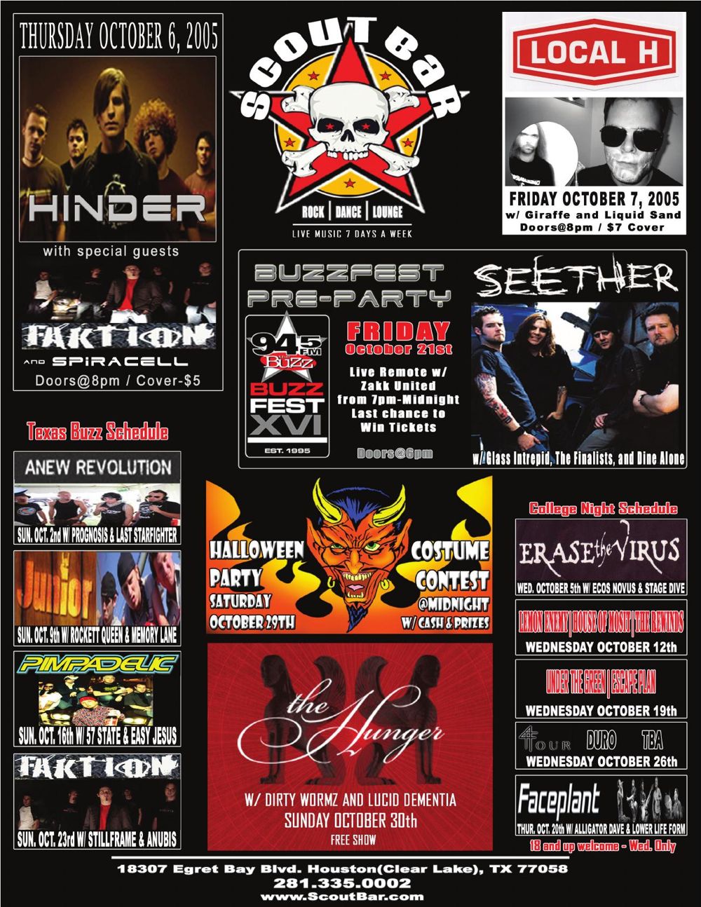 Advertisement: ROCK | DANCE | LOUNGE / LIVE MUSIC 7 DAYS A WEEK, Free Press Houston 2005.10b, PDF page 14