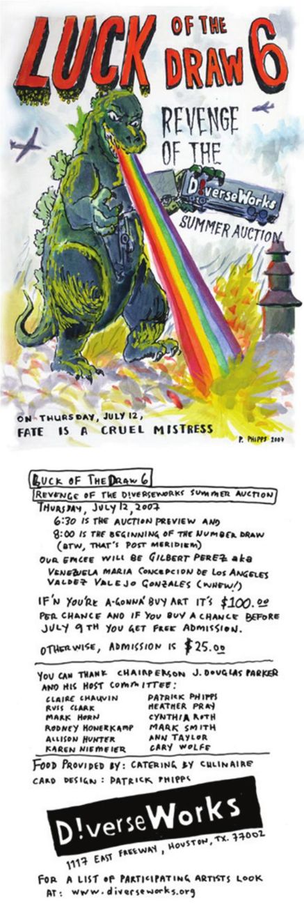 Advertisement: LUCK OF THE DRAW 6 / REVENGE OF THE DIVERSEWORKS SUMMER AUCTION, Free Press Houston 2007.06, PDF page 17