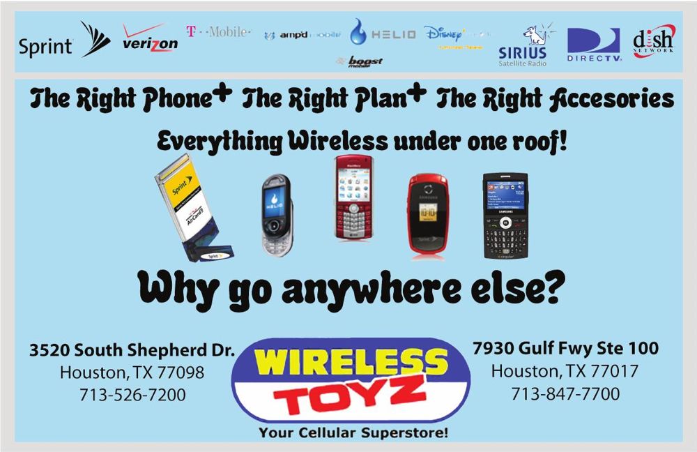Advertisement: Everything Wireless under one roof! / Why go anywhere else?, Free Press Houston 2007.07, PDF page 19
