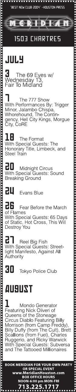 Advertisement: MERIDIAN / JULY / AUGUST, Free Press Houston 2007.07, PDF page 9