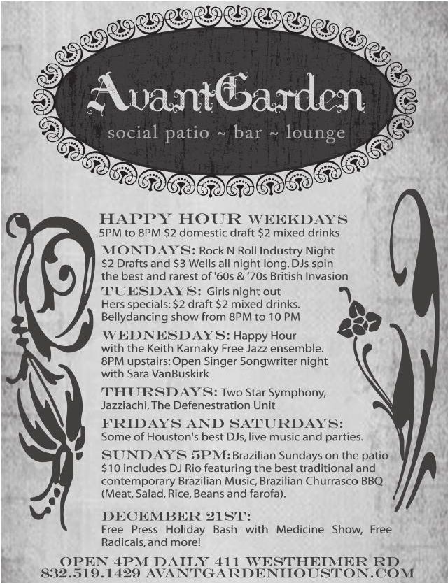 Advertisement: social patio ~ bar ~ lounge, Free Press Houston 2008.01, PDF page 7
