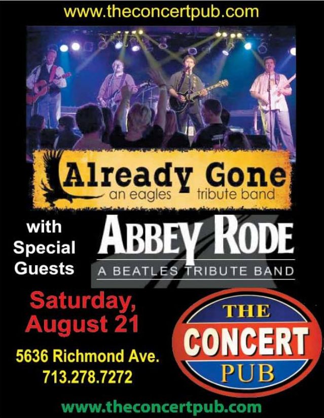 Advertisement: Already Gone and Abbey Rode — Saturday, August 21, Free Press Houston 2010.08, PDF page 17