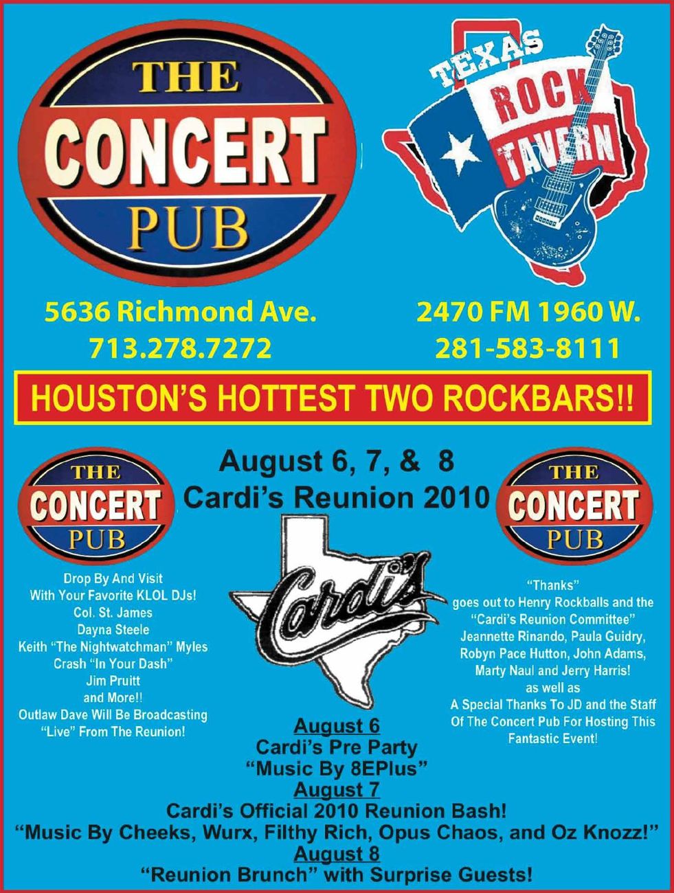 Advertisement: Cardi’s Reunion 2010, Free Press Houston 2010.08, PDF page 18