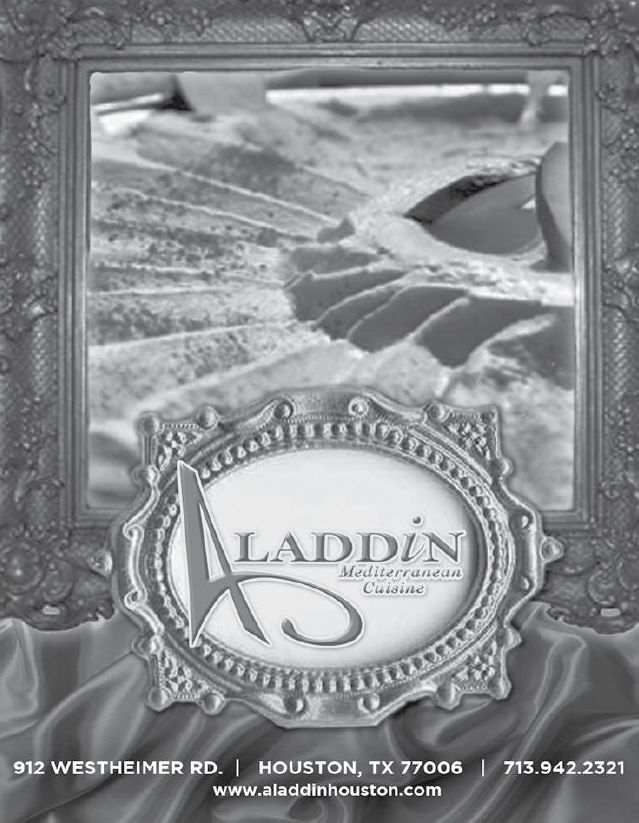 Advertisement: Aladdin Mediterranean Cuisine, Free Press Houston 2010.08, PDF page 23