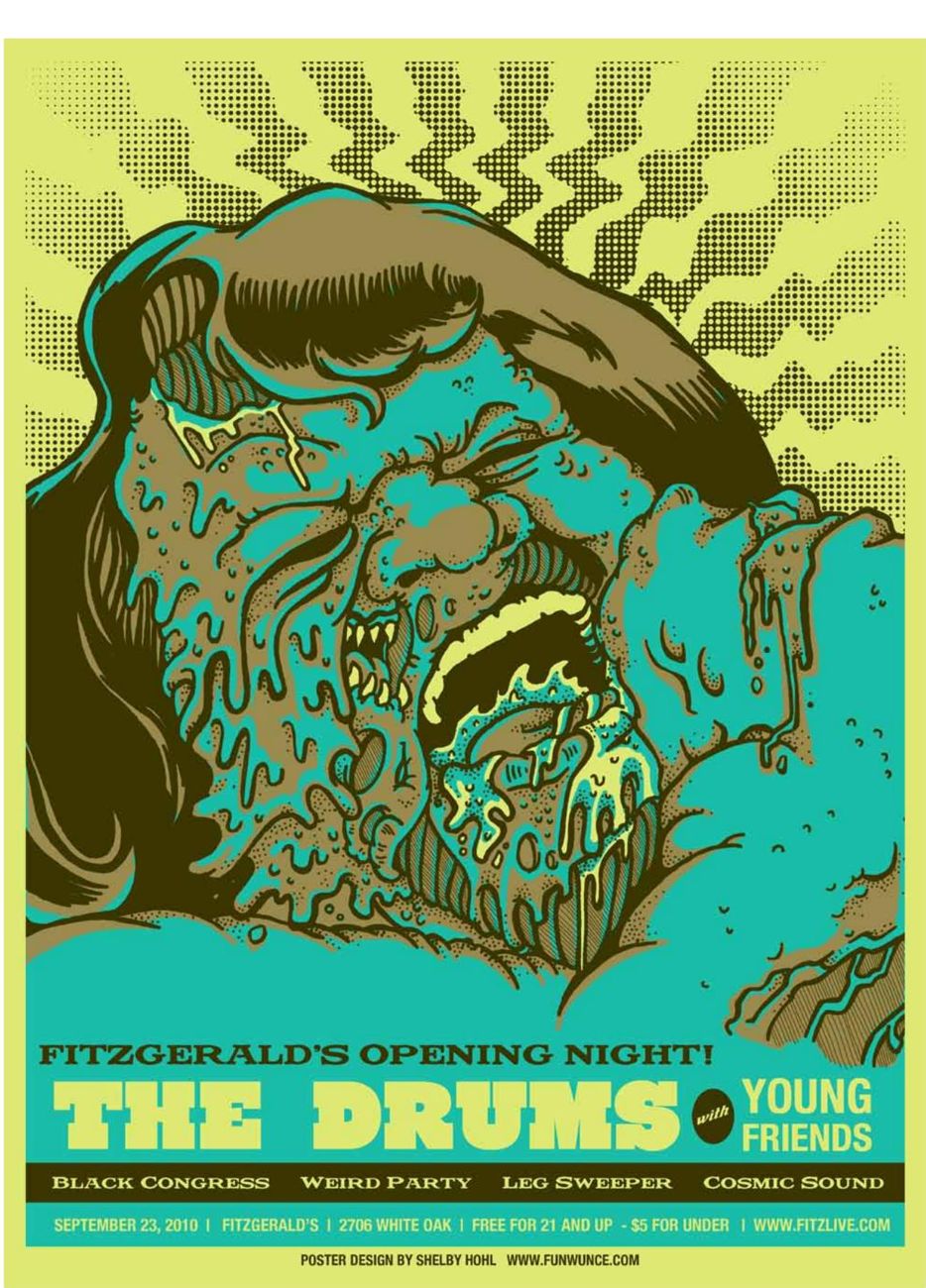 Advertisement: Fitzgerald's Opening Night! The Drums with Young Friends — September 23, 2010, Free Press Houston 2010.08, PDF page 4