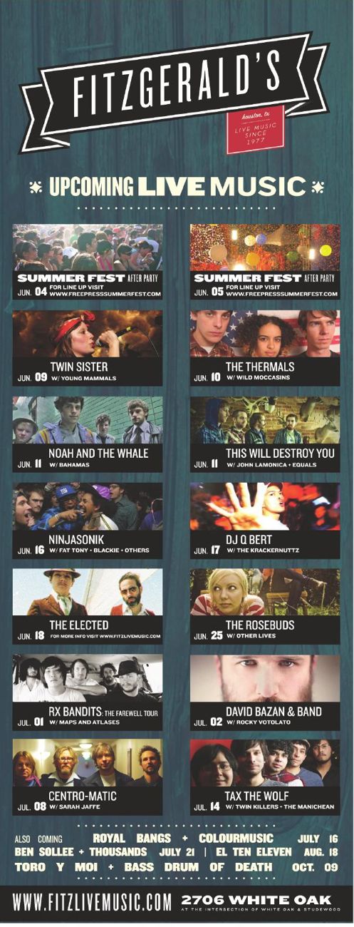 Advertisement: Upcoming Live Music, Free Press Houston 2011.06, PDF page 21