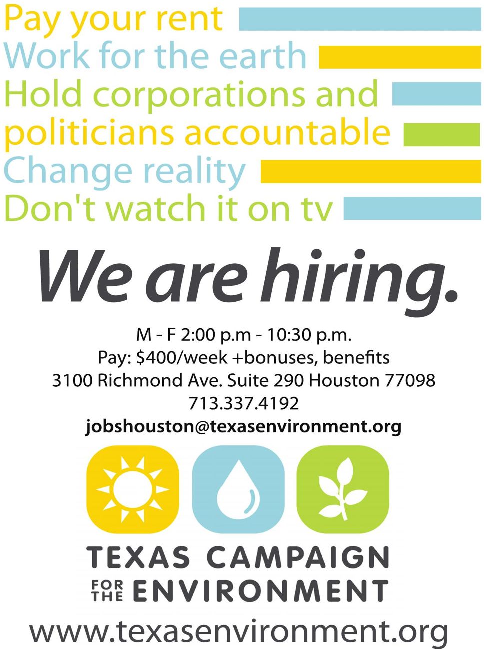Advertisement: We are hiring., Free Press Houston 2011.06, PDF page 33