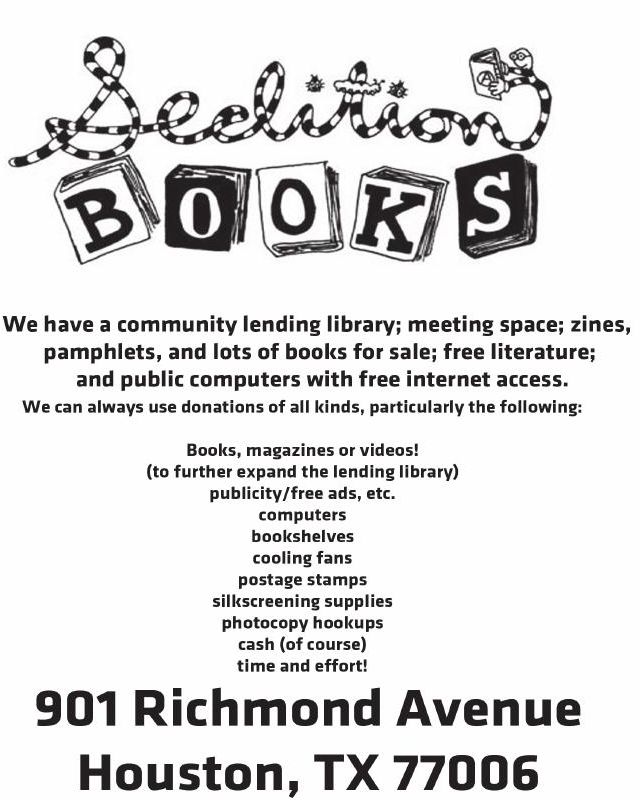 Advertisement: We have a community lending library, Free Press Houston 2011.06, PDF page 9