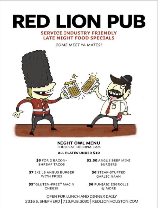 Advertisement: Service industry friendly, Free Press Houston 2014.12, PDF page 19